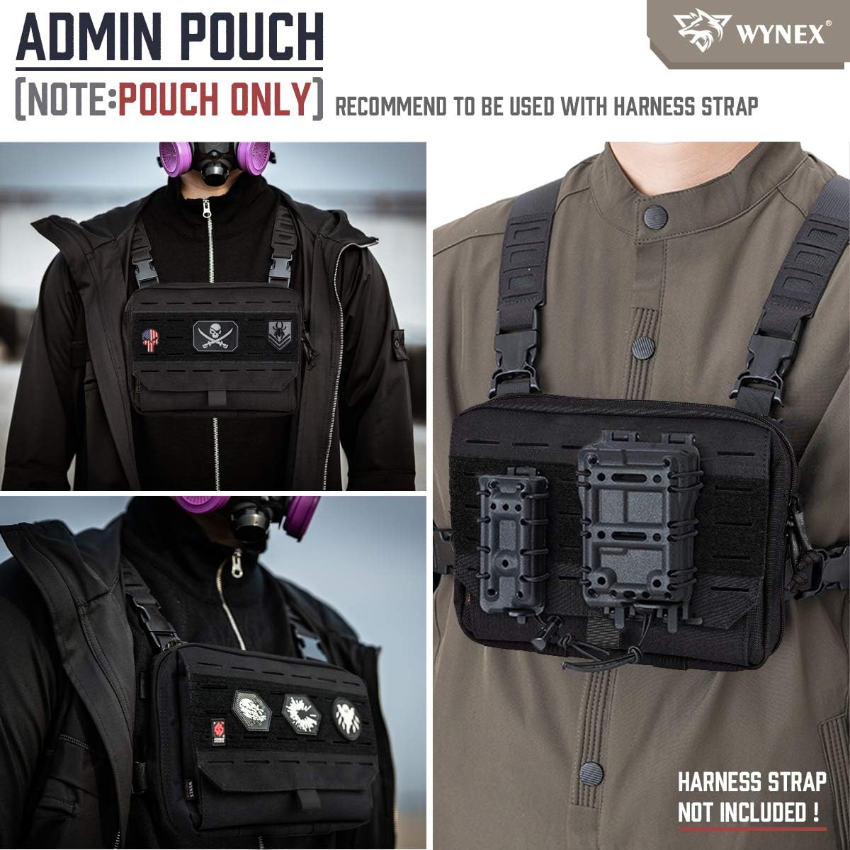 WYNEX Tactical Admin Pouch - Tri-Fold Design, MOLLE Tool Organizer & First Aid Utility Bag | Includes U.S.A Flag Patch