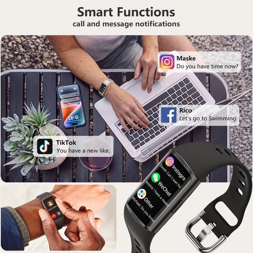 FITVII FINO 2 Slim Fitness Tracker - Smart Watch with Blood Oxygen & Sleep Monitor, IP68 Waterproof