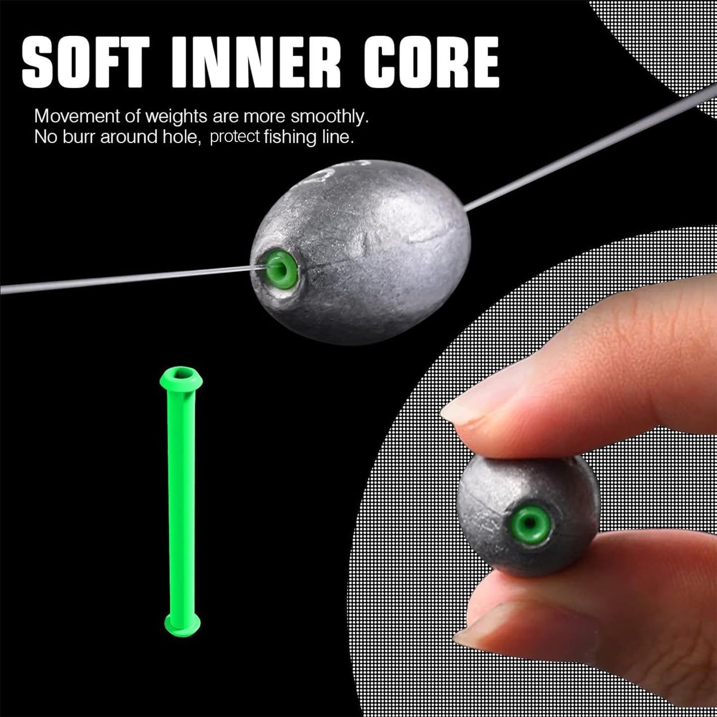 AMYSPORTS Egg Lead Fishing Weights Kit Drop Bass Weights Sinker Tackle Saltwater Casting Fishing Sinkers Set Oval Freshwater 10pcs 1oz