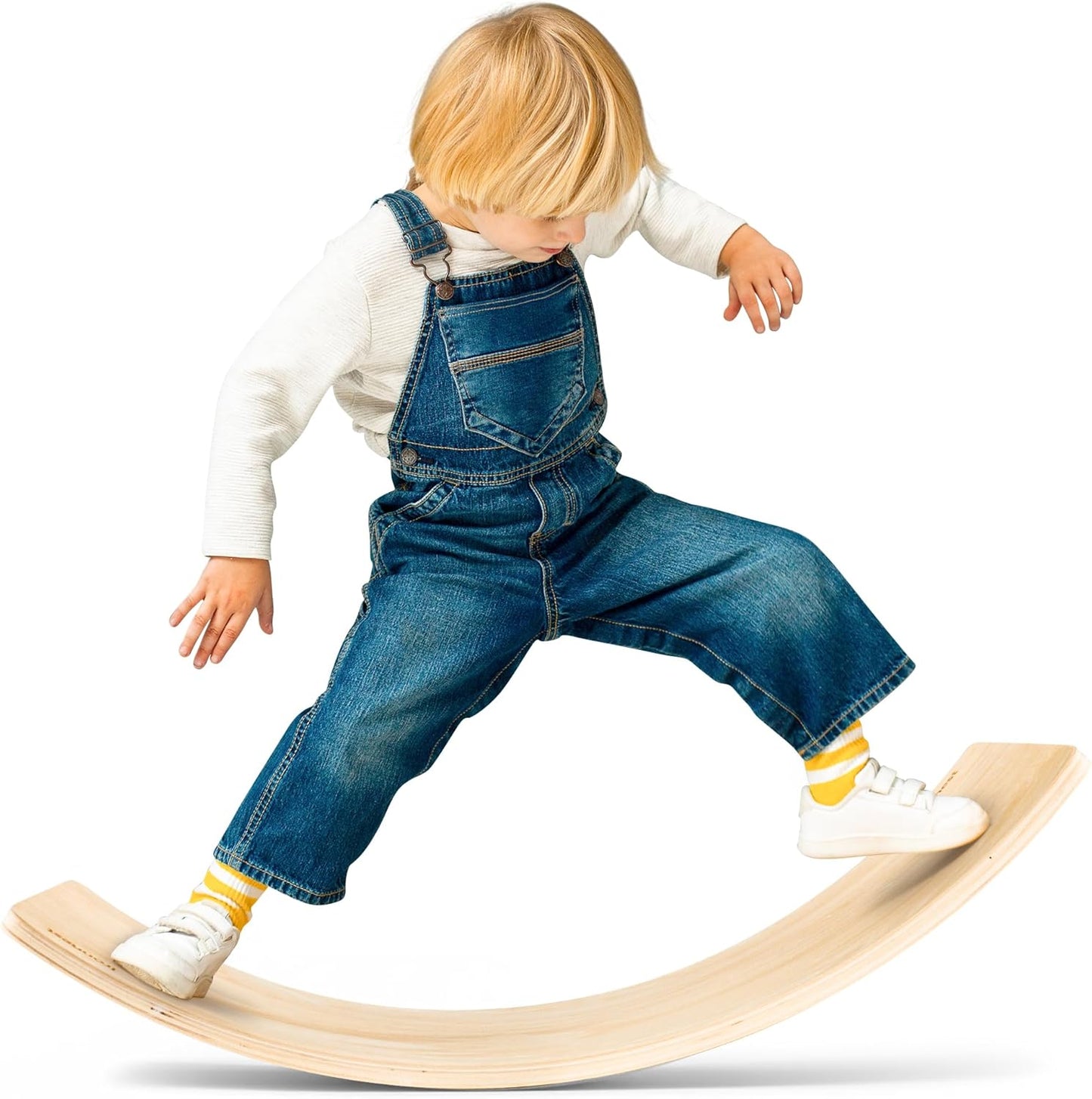 Skiennix Wooden Wobble Board - Kids Slack Board for Indoor Play & Balance Training | Curvy Rocker for Yoga & Exercise