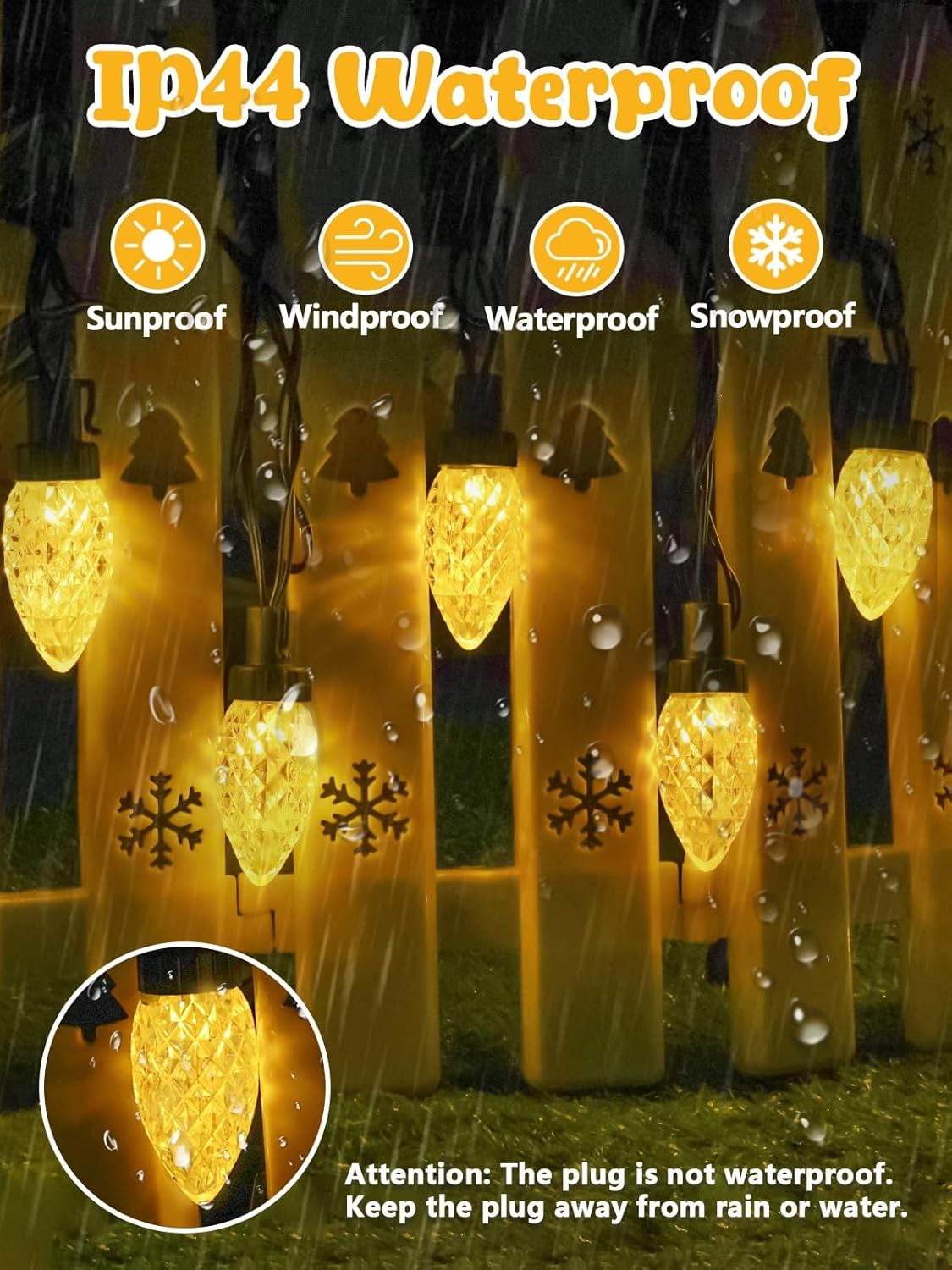 100 LED C9 Halloween String Lights - 66FT Waterproof Twinkle Lights with 8 Modes & Timer for Indoor/Outdoor Decor (Orange, Purple, Green) - 2-Pack