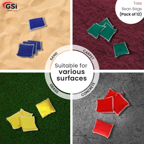 GSi Mini Bean Bags & Rainbow Play Parachute Set - 12 Pack for Kids' Physical Education & Outdoor Fun