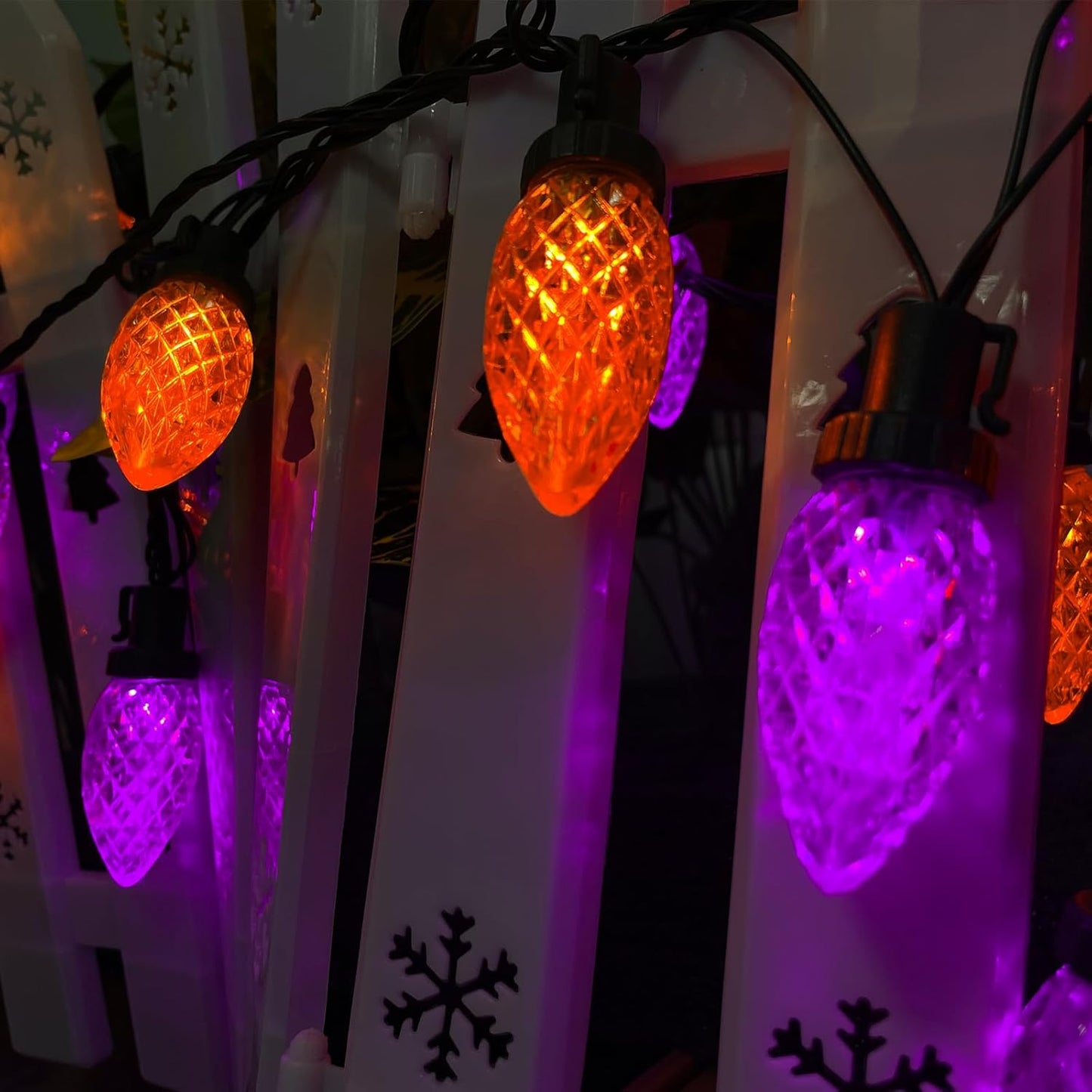 100 LED Orange & Purple C9 Halloween String Lights - Waterproof, 98FT, 13 Modes for Indoor/Outdoor Party Decor
