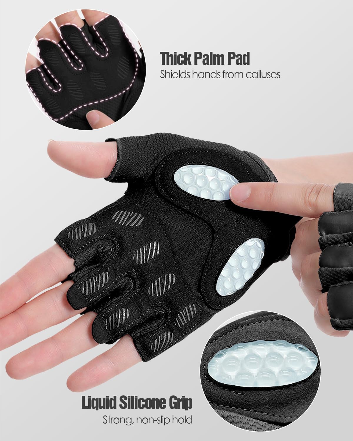 Skiennix Workout Gloves - Fingerless Gym Gloves with Silicone Grip & Palm Padding for Weight Lifting | Unisex