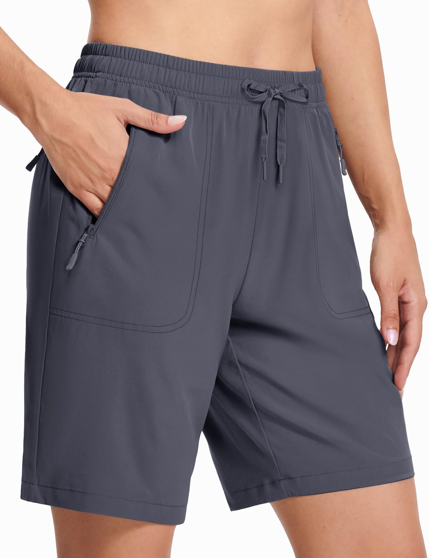 MAGCOMSEN Hiking Shorts Women Water Resistant with Pockets Quick Dry Lightweight Outdoor Golf Dark Grey L