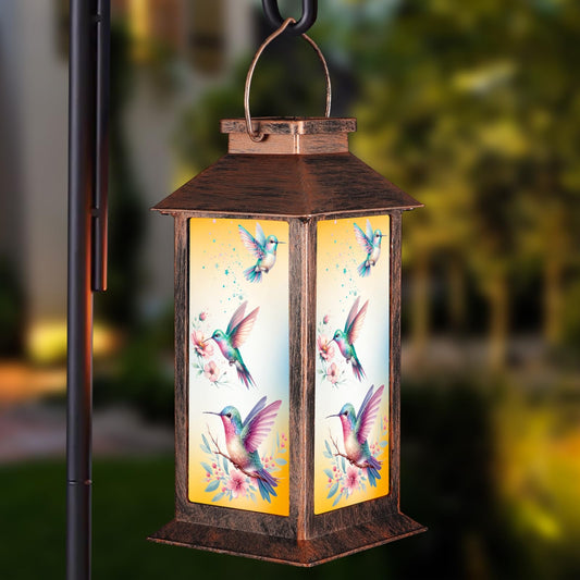 Solar Lanterns for Garden Decor,Waterproof Design Ideal Birthday Gifts for Women, Mom, and Grandma Solar LED Hanging Lights for Yard, Patio, Lawn, and Porch(Three Hummingbirds)