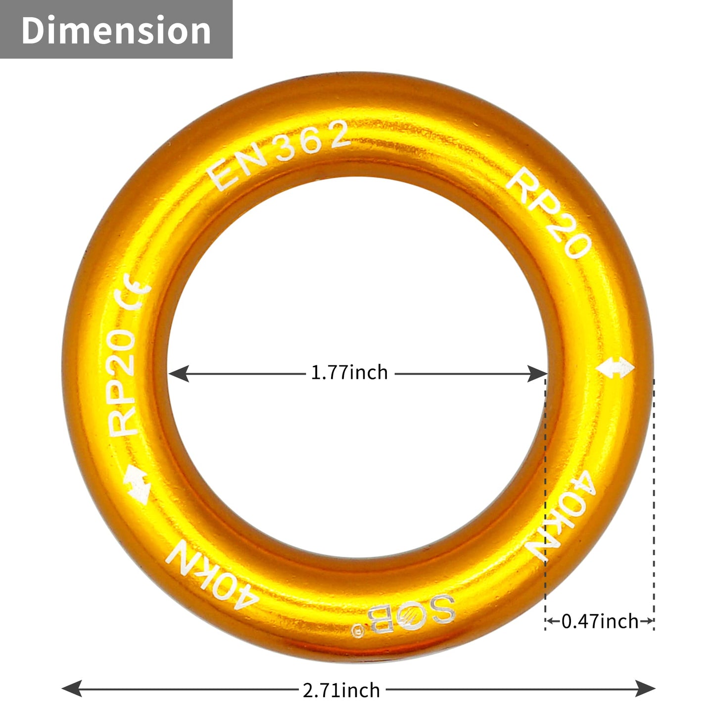 SOB Aluminum Alloy Rappel Ring Equipment Climbing Belay Rappel O-Ring Connection Ring for Rock Climbing, Arborist, Rescue, Hammock Slackline Tension, Set of 2