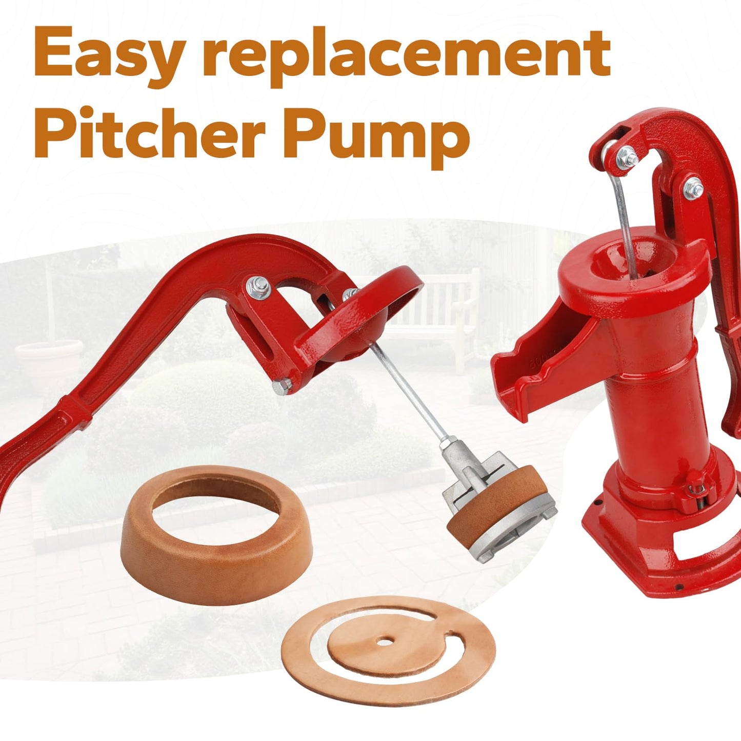 Pitcher Pump Well Kit with No. 2 Replacement Parts – Includes Lower Valve Leathers & Leather Cups for Hand Well Pump Maintenance Kit for Pitcher Pumps