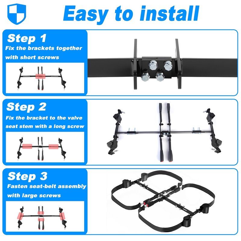 Mixopoly 4 Passenger Golf Cart Seat Belt Bracket Kit Universal for Yamaha, EZGO, Club Car Golf Cart with 2+2 Flip Rear Seat, Retractable Seatbelts Max Length 42 Inches