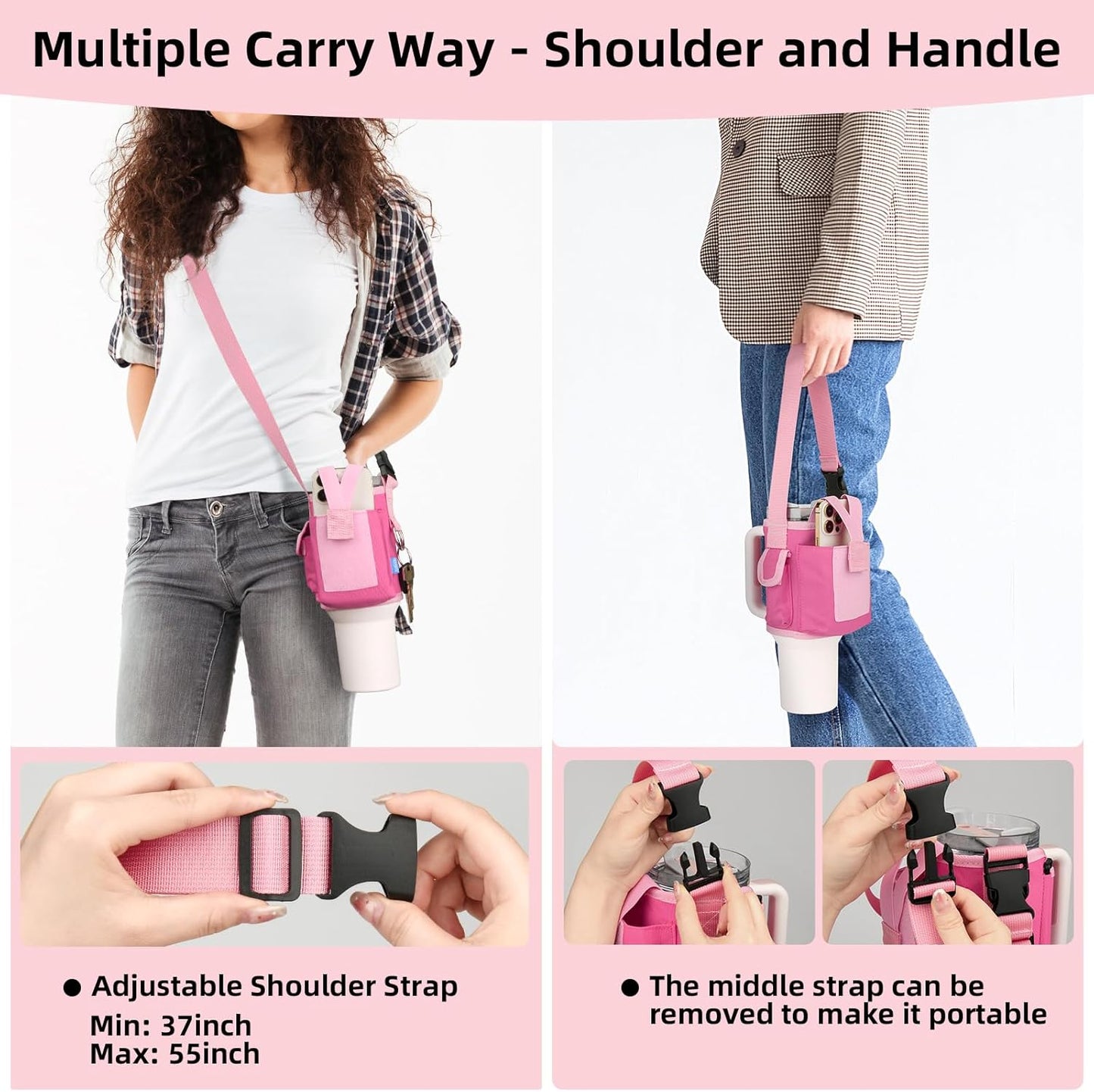 Xxerciz Carrier Bag - Crossbody Tumbler Bag for Stanley 40 oz with Phone Holder & Adjustable Strap