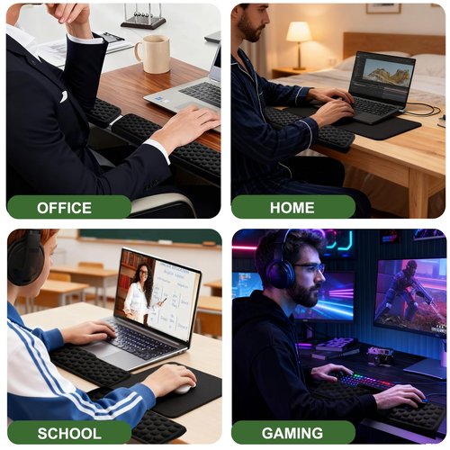 L-Shaped Memory Foam Elbow Pads for Desk, 2-Piece Ergonomic Desk Edge Cushion & Wrist Rest for Computer Keyboard, Non-Slip Arm Support for Office and Home Use, Black