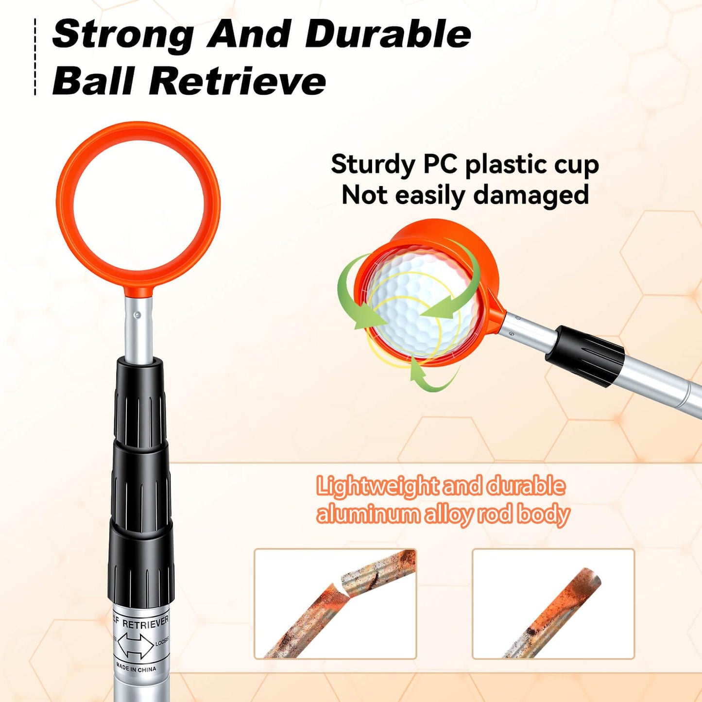 SPEENSUN Golf Ball Retriever Telescopic,Golf Ball Water Retriever,Max 12Ft Lightweight Aluminum Alloy Golf Ball Grabber,Not Easy to Break and No Corrosion Golf Ball Retriever for Water and Bushes