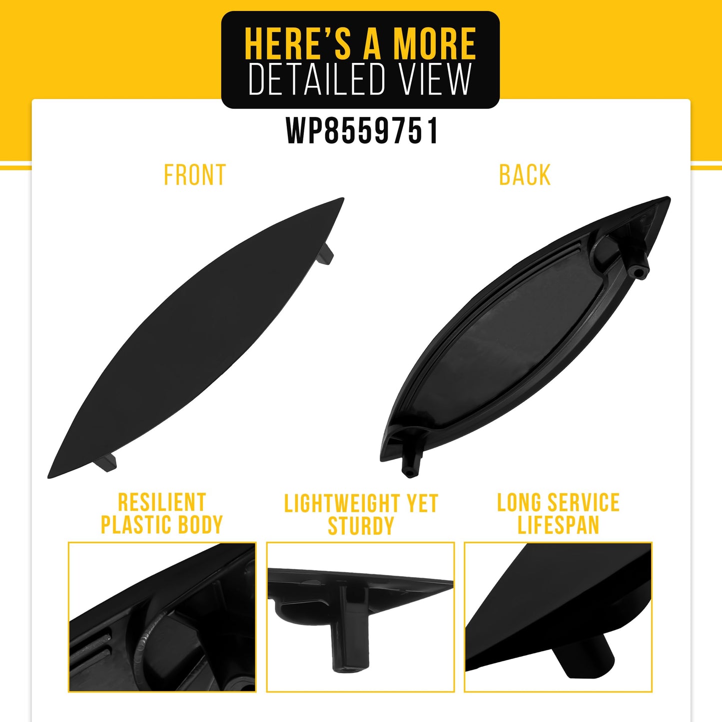 PartsBroz WP8559751 Door Handle - Compatible with Whirlpool Kenmore Dryer - Replaces 8559750 8559751 8519332 110.82832100 110.84832200 110.84834200 110.84834201 110.84834202 110.84836202 110.85089400