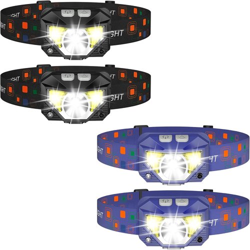 LHKNL Rechargeable Headlamp - 2 Pack in Black & Blue | Bright, Lightweight, and Versatile