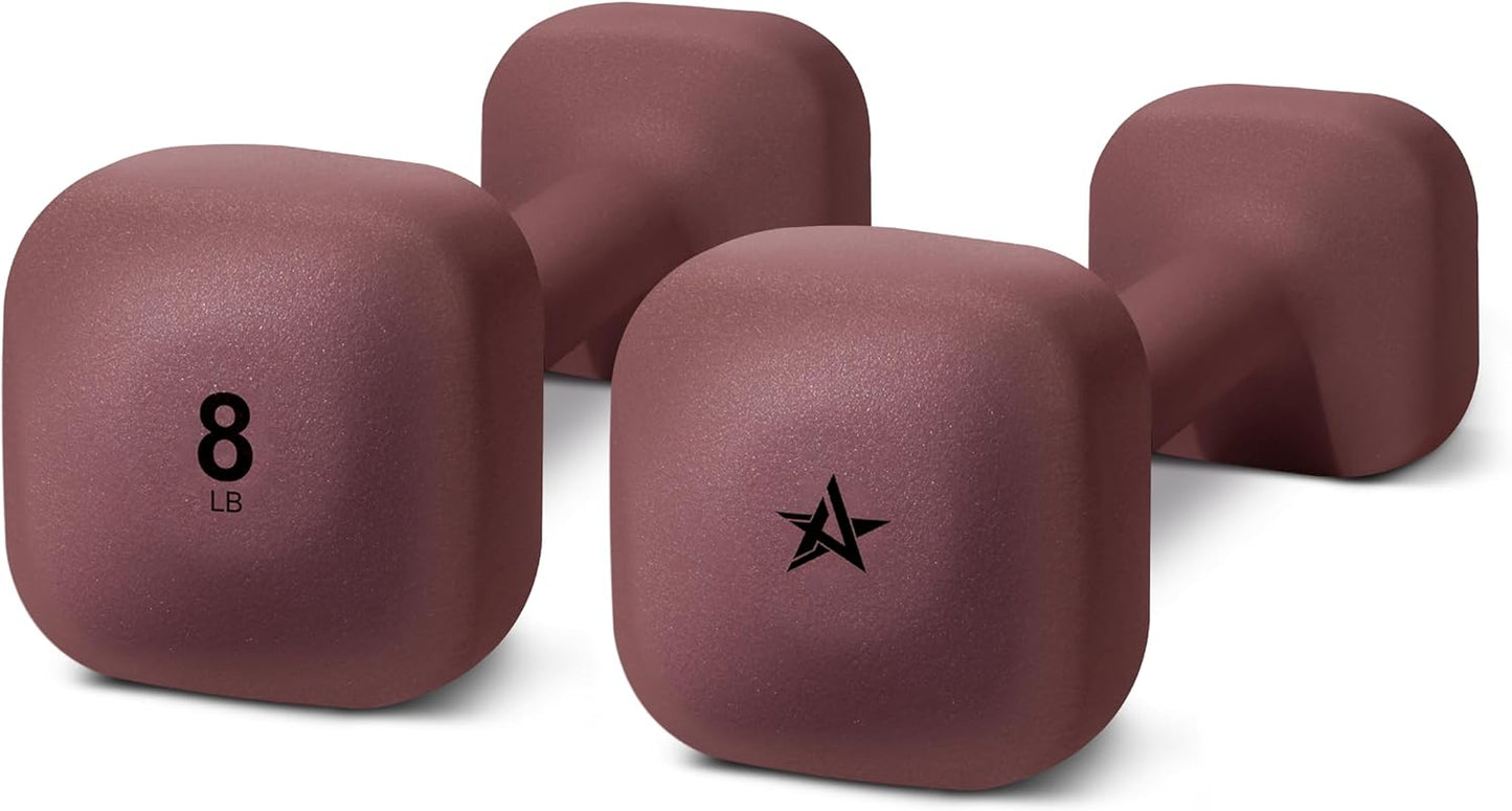 Yes4All Square Neoprene Dumbbell Set - Anti-Roll, Anti-Slip Hand Weights for Home Gym | 2lb - 20lb, 4 Colors