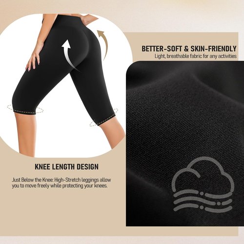 DHSO High Waisted Leggings - Buttery Soft Tummy Control Yoga Pants for Women | Full & Knee Length