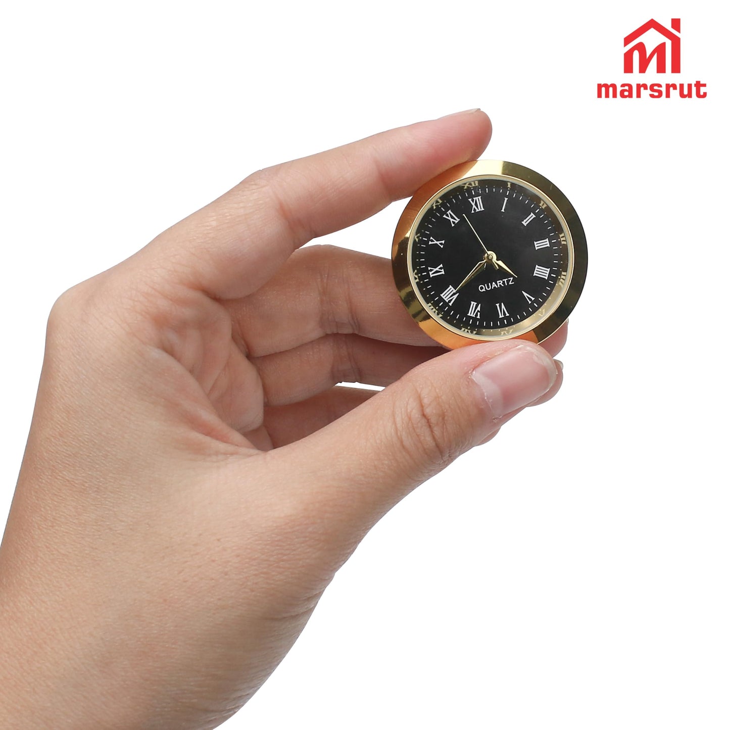 3PCS Mini Clock Face Insert Replacement, Fit 35mm (1.38") Hole Diameter, Round Inner Miniature Crystal Clock Roman Numeral Quartz Movement Metal Gold Tone Bezel Supplies for DIY Craft Repair Easy Read