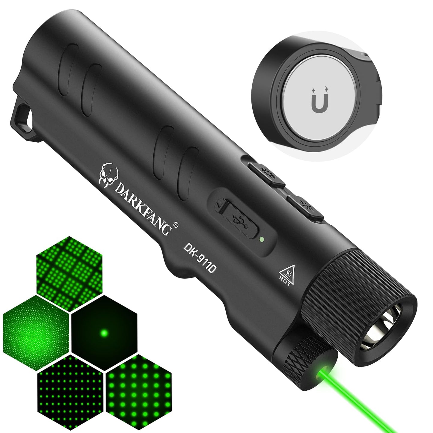 DARKFANG 1500 Lumen Handheld Flashlight with Green Laser Pointer
