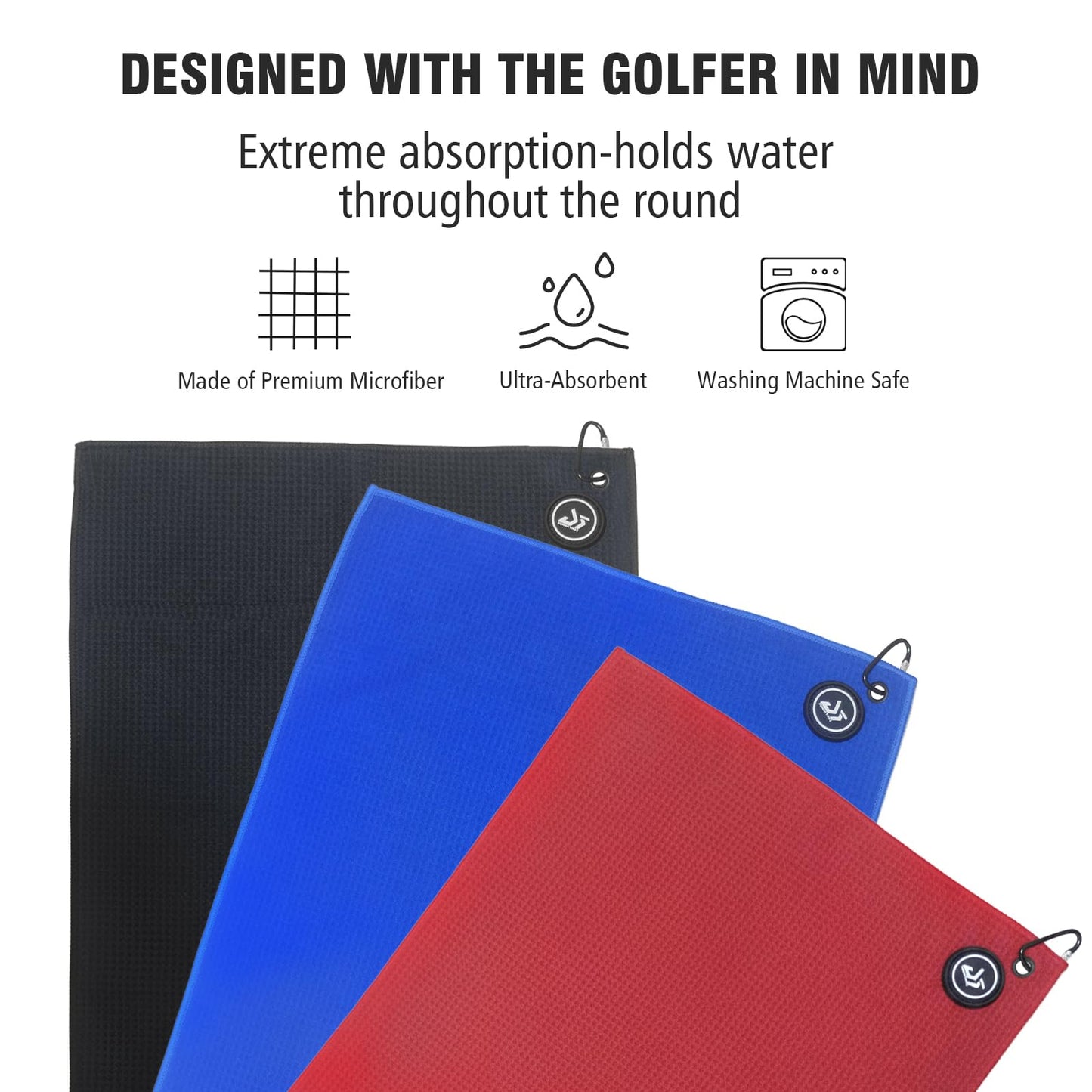 Dragon tiger Magnetic Golf Towel – 23.6"x15.7" Microfiber Waffle Weave with Magnet & Carabiner, Ultra Absorbent for Clubs, Bags & Carts, (Red)