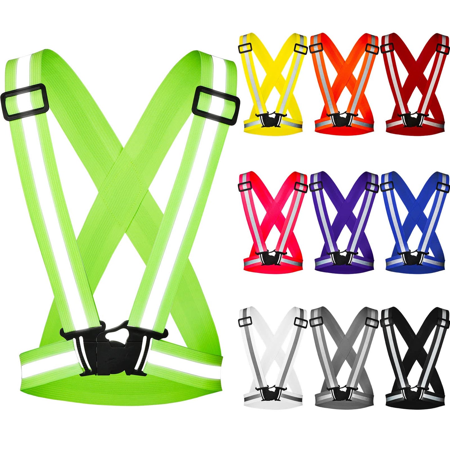 Macarrie 30 Pack Reflective Running Vest High Visibility Safety Vests, Lightweight Adjustable Elastic Reflective Gear for Night Running Jogging Cycling Walking Hiking Dog Walking Men Women Bulk Pack