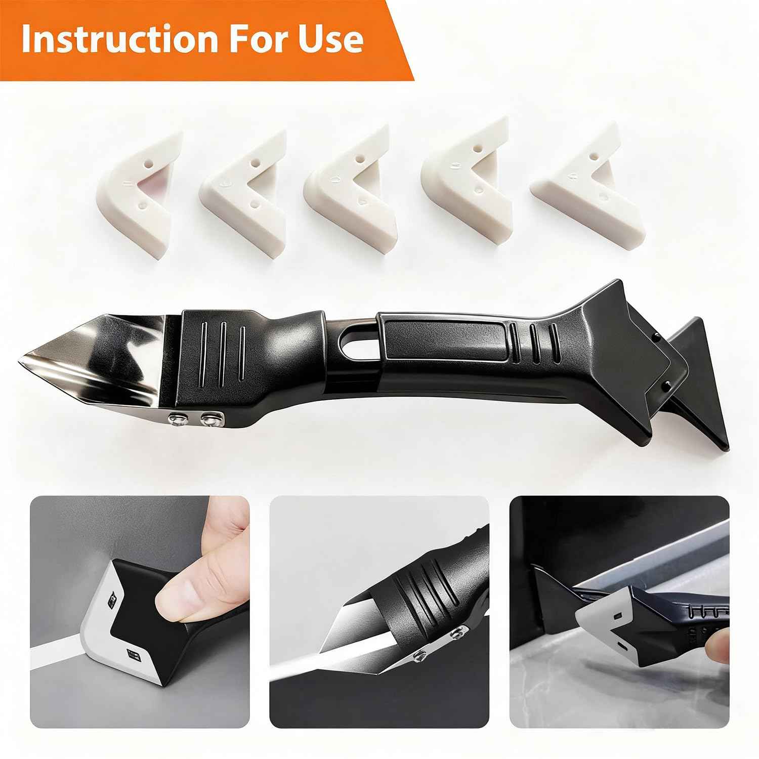 Caulk Gun Kit with Caulk Remover Tool - Smooth Silicone Caulking Gun Set for Caulking Removal, Shower & Bathroom, Includes Caulking Gun Tool, Caulk Scraper Tool Spackle Knife, All in One with Gift Box