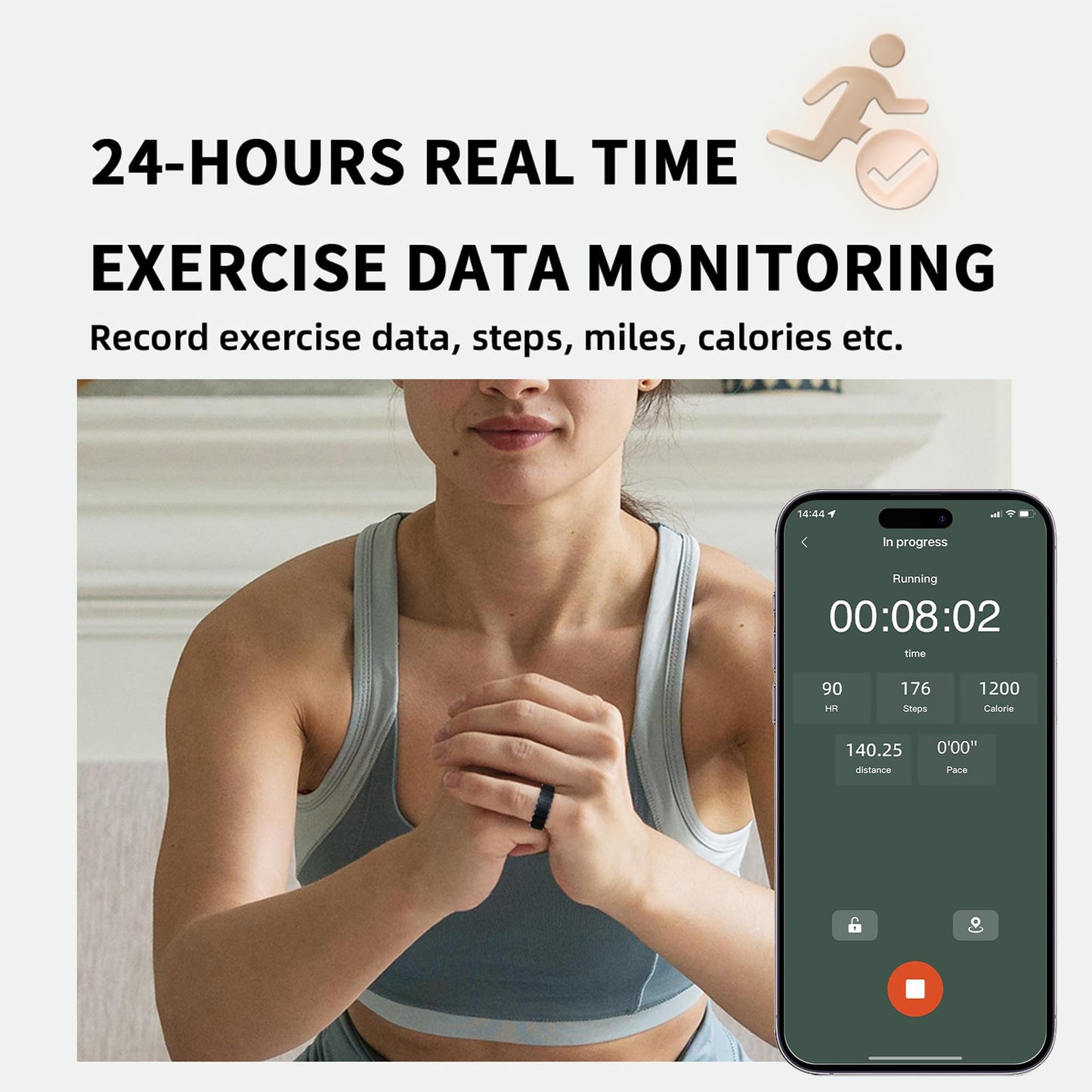 Smart Fitness Tracker - Health Ring with Remote Camera, Heart Rate & Sleep Monitor - Waterproof Sports Step Counter for Men & Women