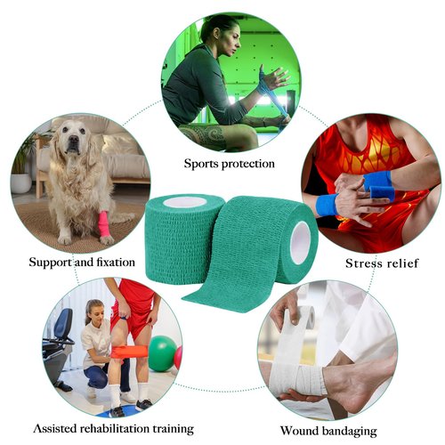 Allruyee 125 Rolls Self Adhesive Bandage Wrap 2 inch Cohesive Bandage Wrap Stretch Bandages Wraps Tape Elastic Self-Adherent Tape for Wrist Ankle Sports Swelling Sprains （Black）