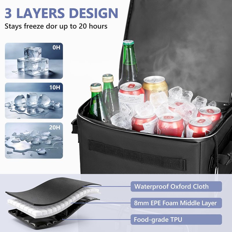KEDSUM 84-Can Large Cooler with Wheels, Collapsible Wheeled Soft Sided Cooler with 7" Big Wheel, Ideal for Beach, Camping, Fishing & Road Trip, 20+ Hour Ice Retention & Anti-Tipping Design