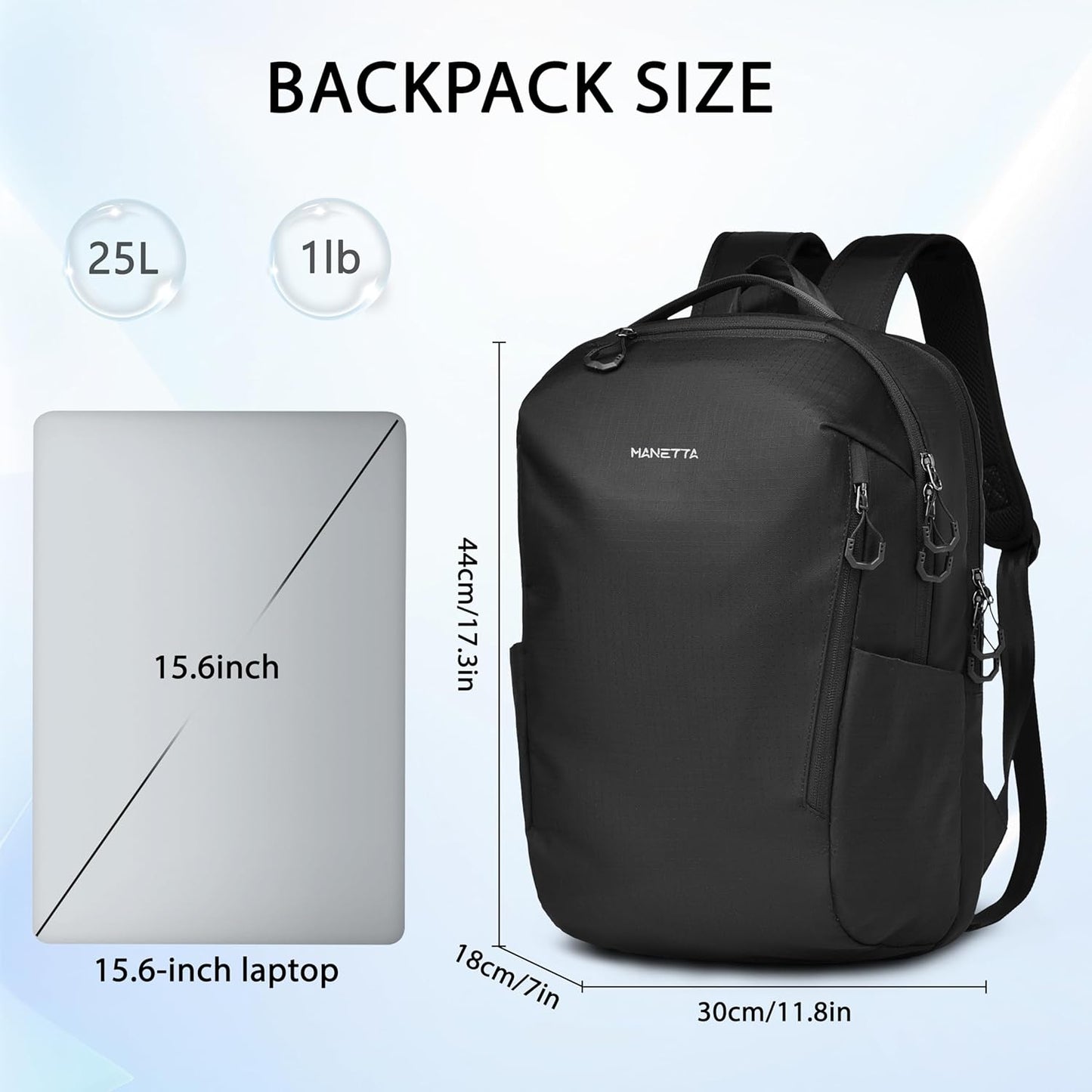 Skiennix Laptop Backpack - Minimalist, Abrasion & Water Resistant Daypack | 25L Lightweight Capacity for Work & Leisure