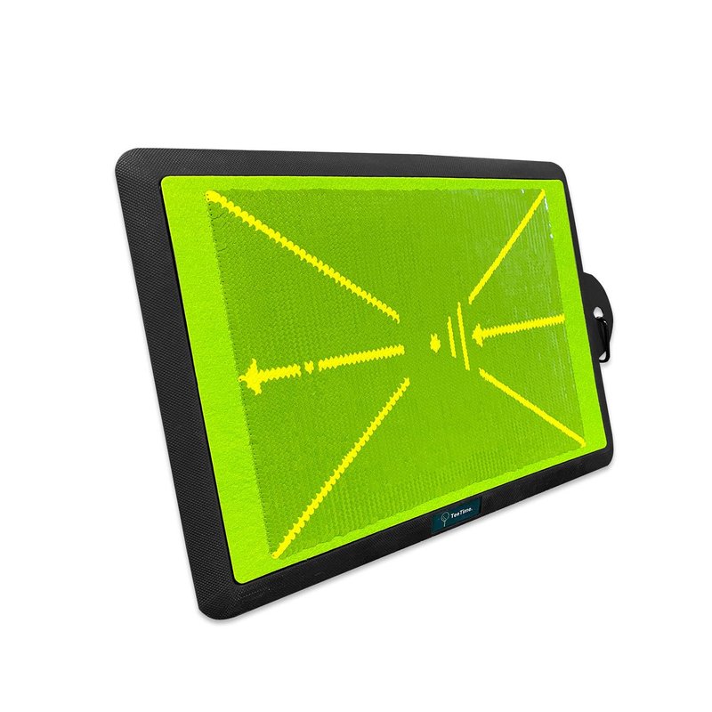TeeTime Golf Practice Mat - Patent Pending - Dual-Tone Sequin Design - Ideal for Indoor/Outdoor Golf Training - Includes Carry Clip (Green)
