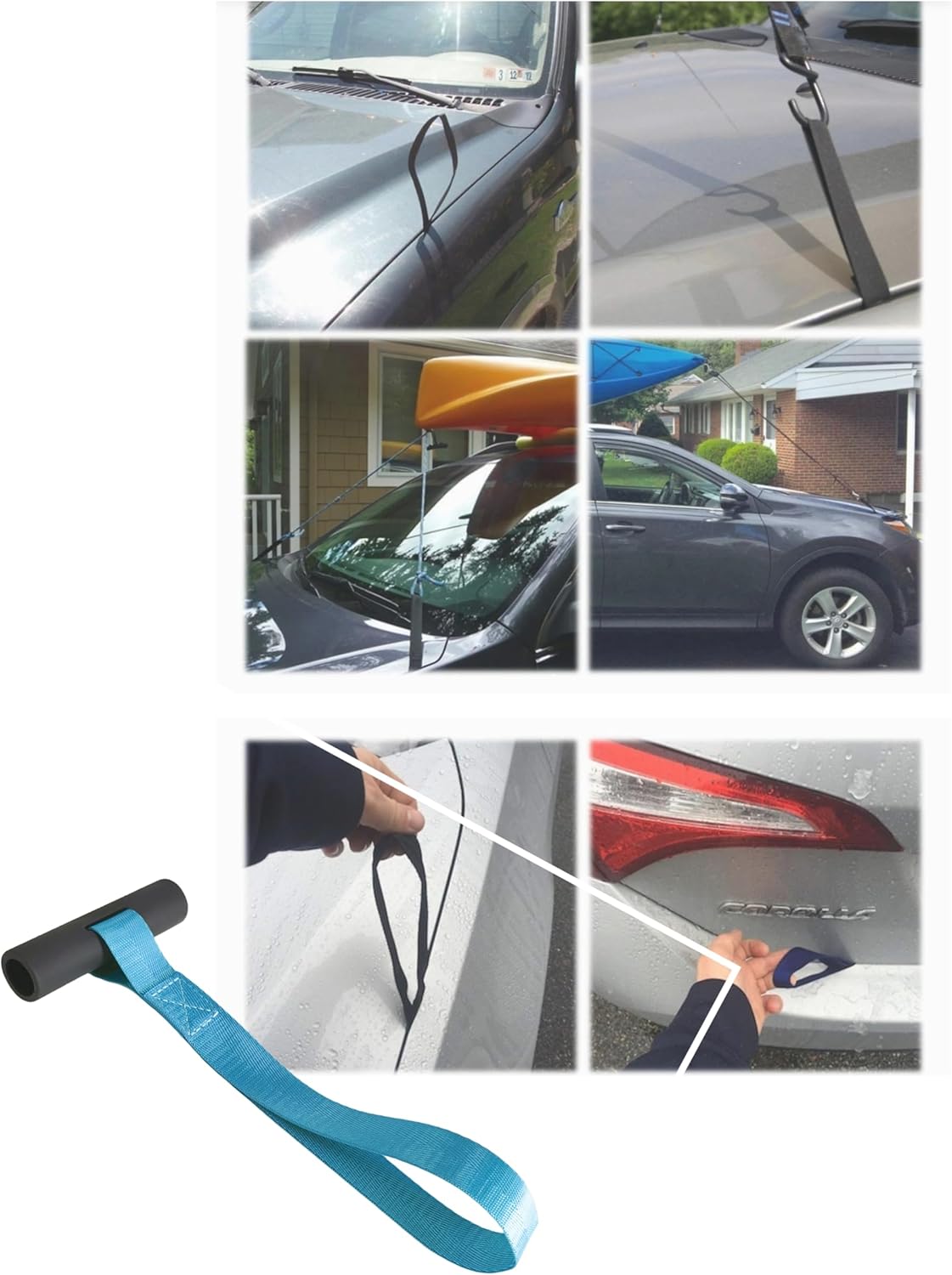 Skiennix Heavy Duty Kayak Rack - Includes 4 Ratchet Ties for Easy Car Roof Mounting | J-Bar Design