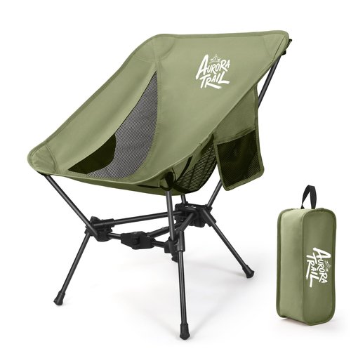 AuroraTrail Ultralight Backpacking Camping Chair – Only 2.7 lb, Supports 330 lb, Compact Folding Outdoor Seat with Carry Bag, 7075 Aluminum Frame for Hiking, Camping & Festivals (Green)