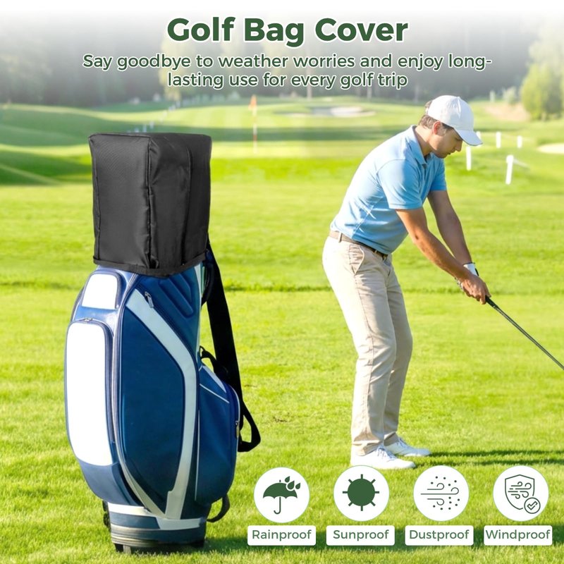 TIMCORR Golf Bag Cover,34 x 33 x 20 in Golf Bag Rain Cover,Waterproof & Dustproof Golf Bag Cover Hood with Front Zipper, Adjustable Straps and Bottom Opening Design, Fits Stand & Cart Bags (Black)