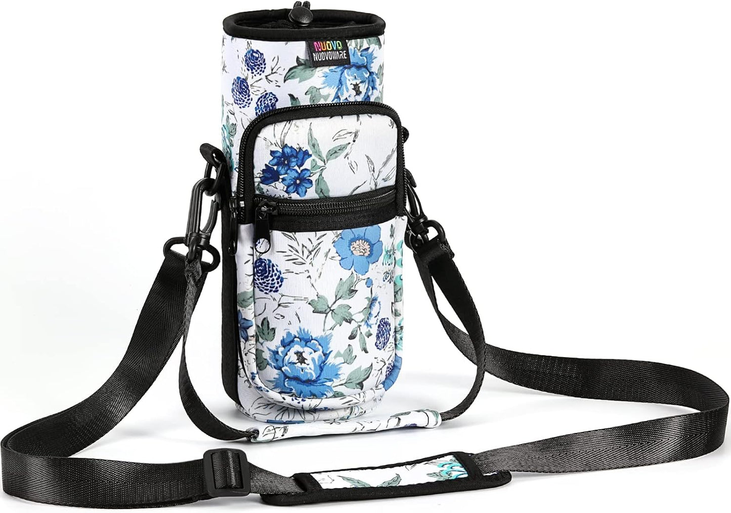 Nuovoware Water Bottle Carrier Bag - Adjustable Neoprene Sleeve with 2 Pockets | Fits 25oz, 40oz, 64oz Bottles