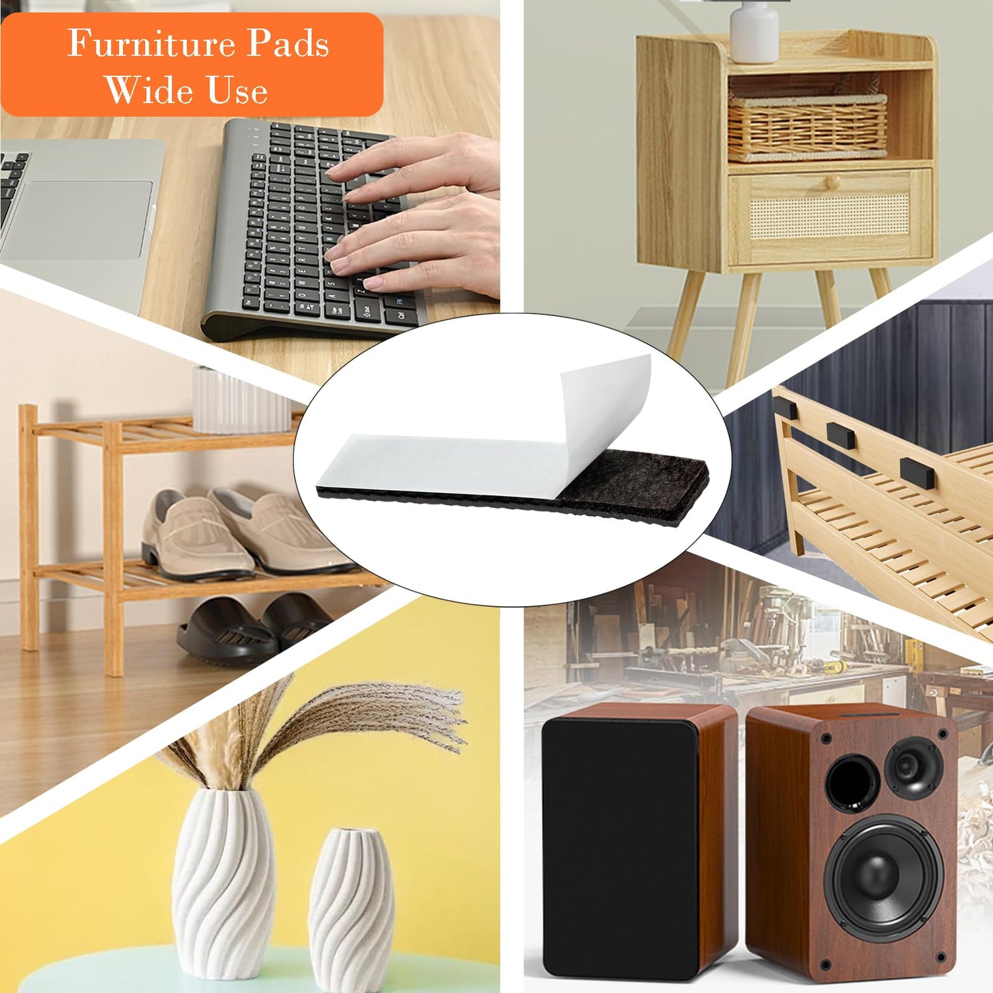 Fursafe&Q Non Slip Furniture Pads - Furniture Grippers for Hardwood Floors, 30 PCS Brown Non Skid Pads for Furniture Legs, Self Adhesive Rubber Furniture Floor Protectors - Keep Furniture in Place