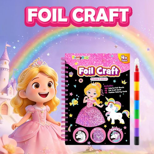 FunnyB&G Foil Art Crafts for Kids - Creative Birthday Gift for Girls Ages 4-8 | Perfect for Mother's Day & Parties
