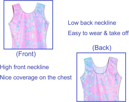 Domusgo Gymnastics Leotards for Girls - Sparkly One-Piece Kids Unitard with Shorts