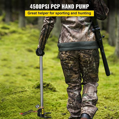 BestEquip Airgun PCP Pump 4500PSI High Pressure Hand Pump 3 Stage Pump Chamber PCP Air Pump & Air Venturi Male Quick-Disconnect, 1/8 BSPP Female Threads, Steel, Rated to 5000 PSI, Incl. Delrin Seal