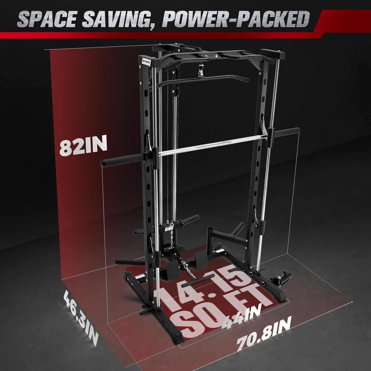 RitFit Smith Machine Power Rack - Versatile LAT Pull Down System & Landmine Attachments | Complete Training Setup