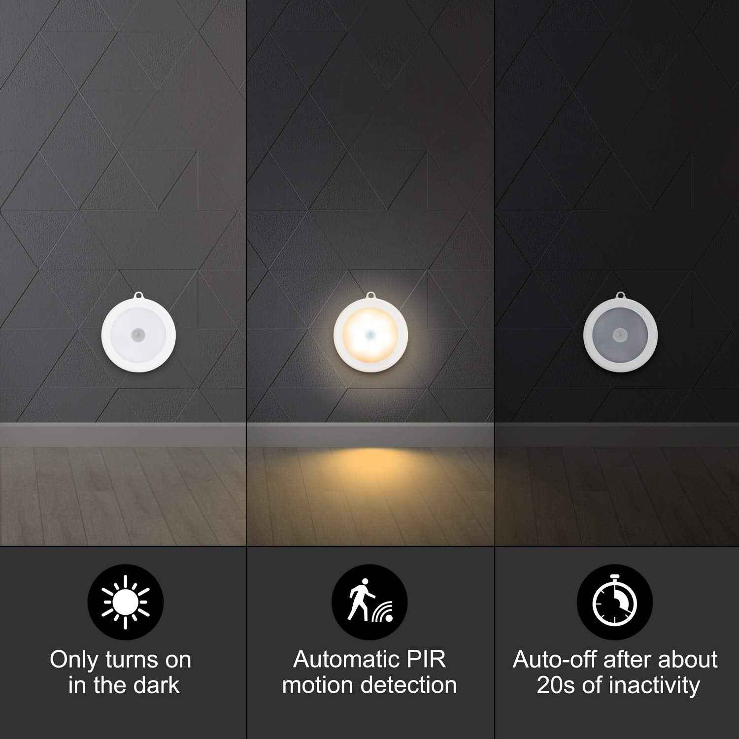Mlambert 4 Pack Motion Sensor LED Night Light, Cordless Battery-Powered Stick-on Magnet Closet Lights, Safe Lighting for Stairs, Cabinet, Warm White