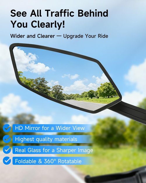 Bike Mirror, Handlebar Bicycle Mirrors, Scratch Resistant HD Glass Lens, 360° Rotatable & Foldable Safe Rearview Bicycle Mirrors, Bike Rear View Mirror for Scooter, Ebike, Bike Accessory(1 Pair)