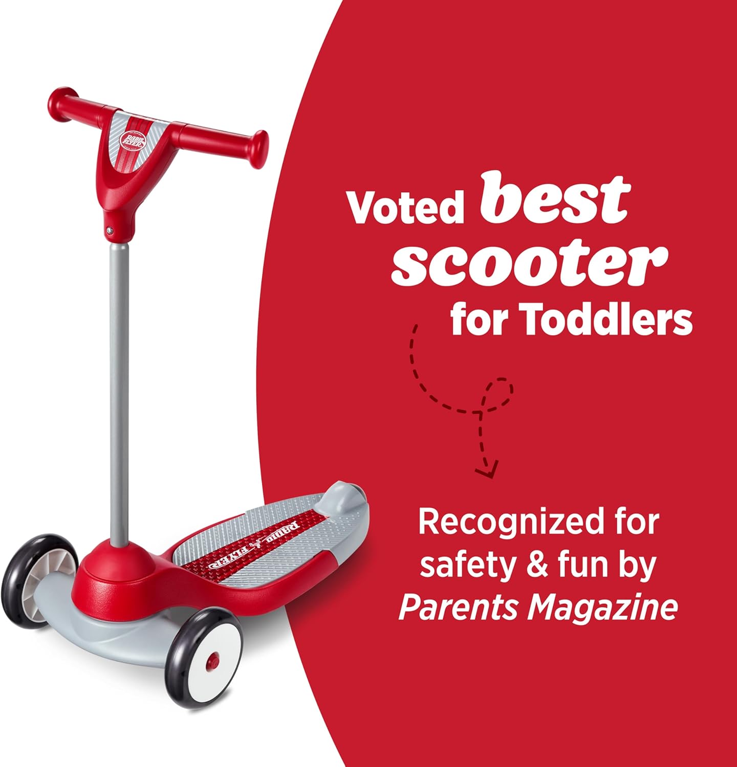 Radio Flyer My 1st Scooter - Red 3-Wheel Design for Kids 2-5 Years | Extra Wide Base & Easy Foot Brake