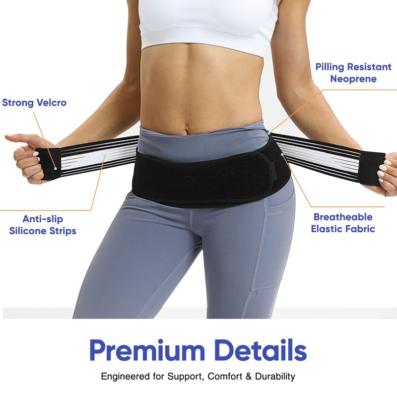MISF Back Brace for Lower Back Pain, Lightweight Lumbar Support Brace for Women & Men, Breathable And Adjustable Back Support Brace Relieves Sciatica, Hip And Spine Pain, Blakc-120 cm