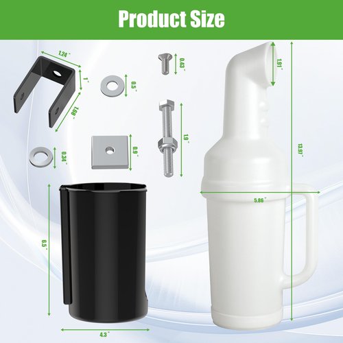 10L0L No Drilling Needed Golf Cart Sand Bottle with Holder Universal for EZGO Club Car Yamaha, Push Cart Divot Filler Sand Bottle with Grip Handle (Fit 1" Square Tube Bracket)