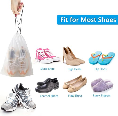COIDEA Waterproof Travel Shoe Bags - Clear Packing Storage for Men & Women | 15.7 x 11.8 Inches, 5-Pack