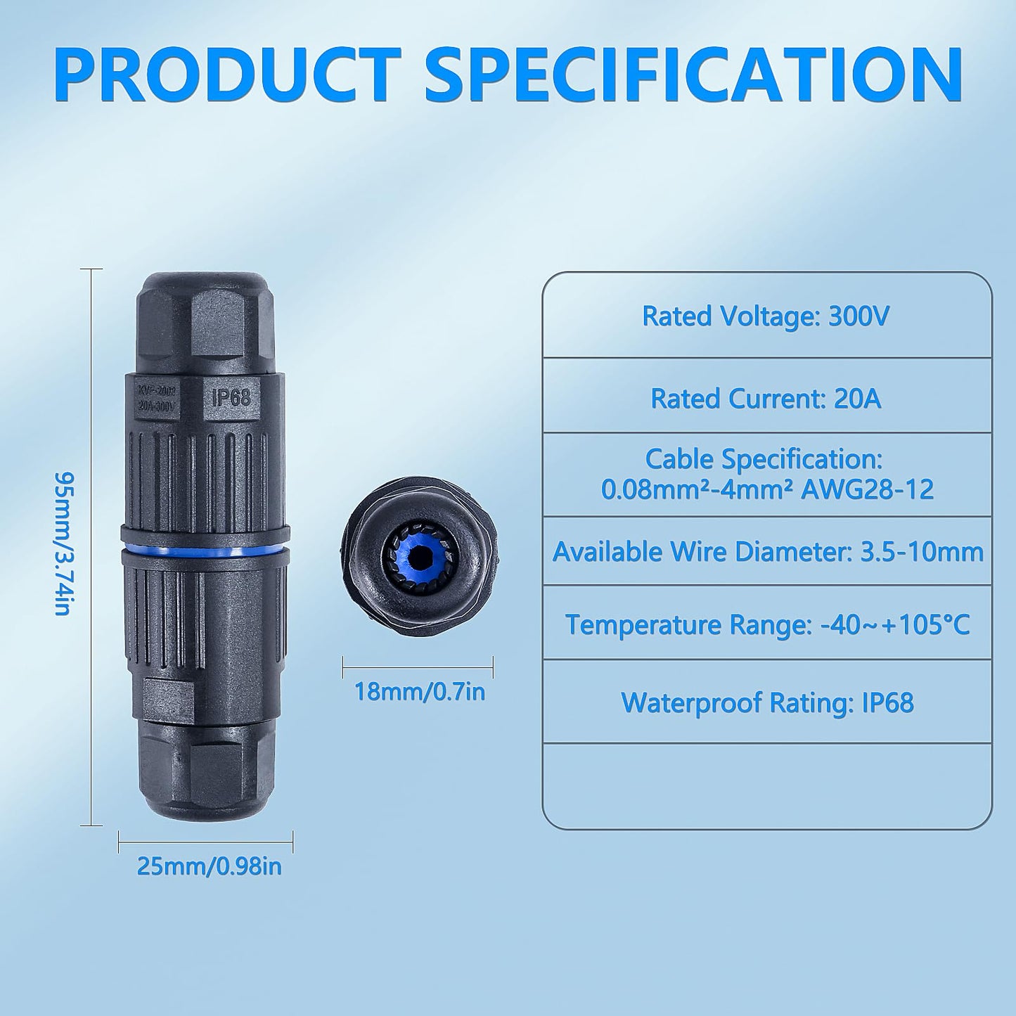 MELIFE 3PCS IP68 Waterproof Electrical Cable Connector, Outdoor 3 Way Junction Box, Waterproof Wire Connectors with Replaceable Lever Wire Connectors for AWG 28-12, Quick Screwless Installation