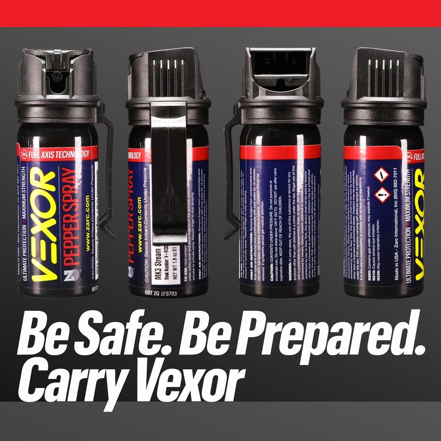 Vexor Pepper Spray - Maximum Police Strength Self Defense Spray | 20-Foot Range, Belt Clip, Flip Top Safety