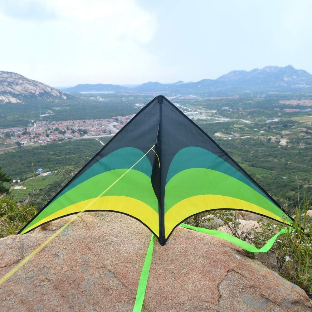 Mint's Colorful Life 60'' Delta Kite - Easy Flying & String Spool for Kids and Adults | Perfect Beach Set