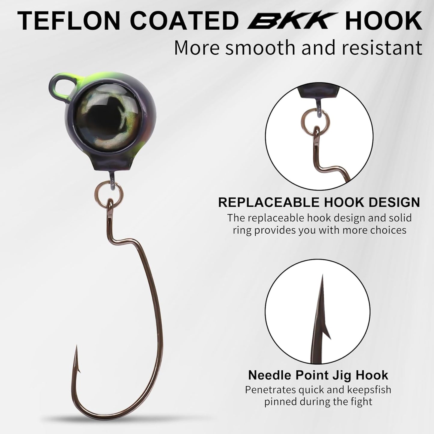 TRUSCEND Fishing Jigs - Ultra Smooth Teflon Hook & Titanium Weed Guard | Perfect for Crappie, Bass & Trout
