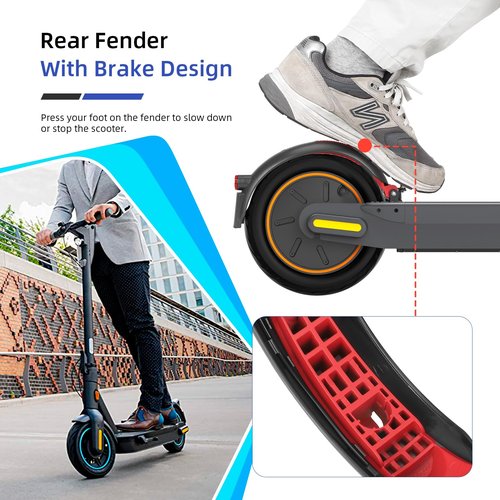 ulip Scooter Rear Fender Scooter Replacement Accessory with Tail Light with Brake Compatible with Segway Ninebot Max G30 G30D Scooter Gray Red